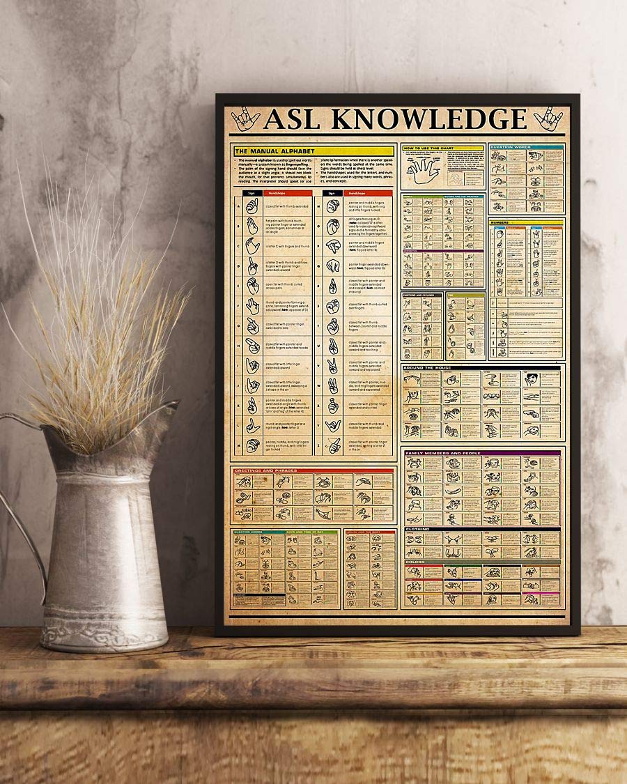 Asl Knowledge The Manual Alphabet Satin Poster Portrait no Frame