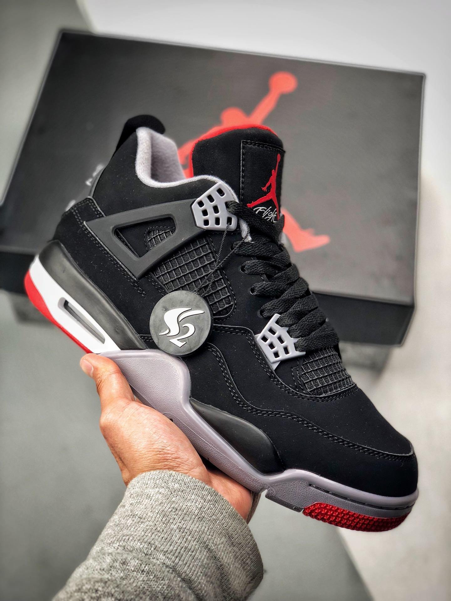 JD 4 Bred 2019 BlackCement Grey-Summit White-Fire Red 5341275