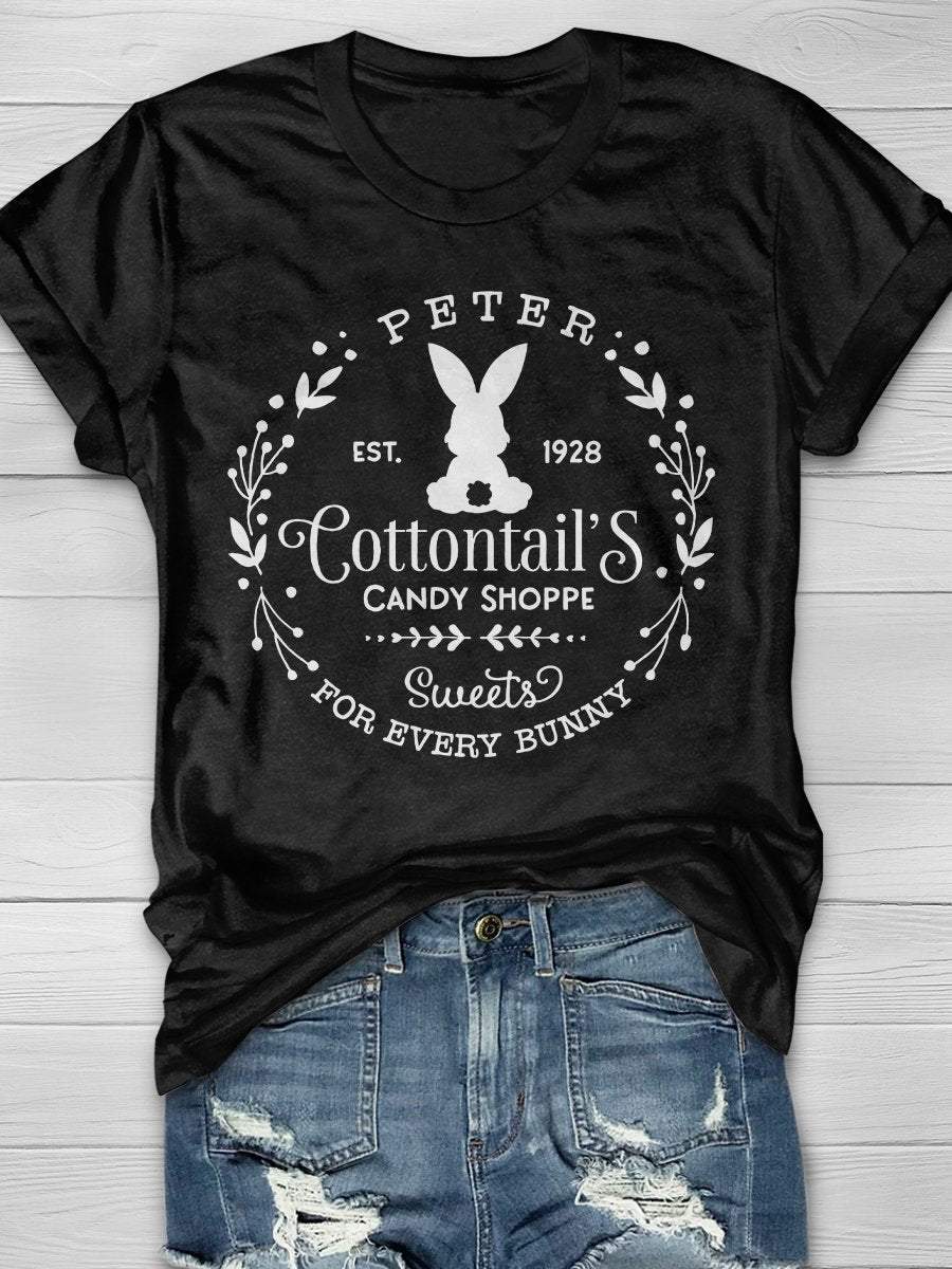 Peter Cottontail’S Candy Shoppe For Bunny Print Short Sleeve T-Shirt