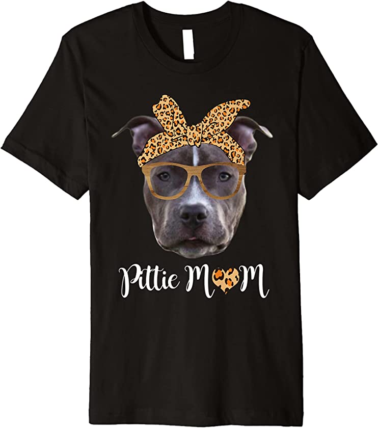 Pittie Mom Leopard Print Pitbull Dog Lovers Mothers Day Premium T-Shirt