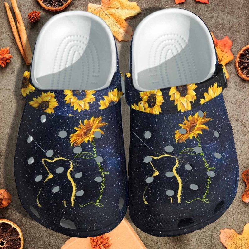 Cat Sunflower Shoes – You Are My Sunshine clogs Gift