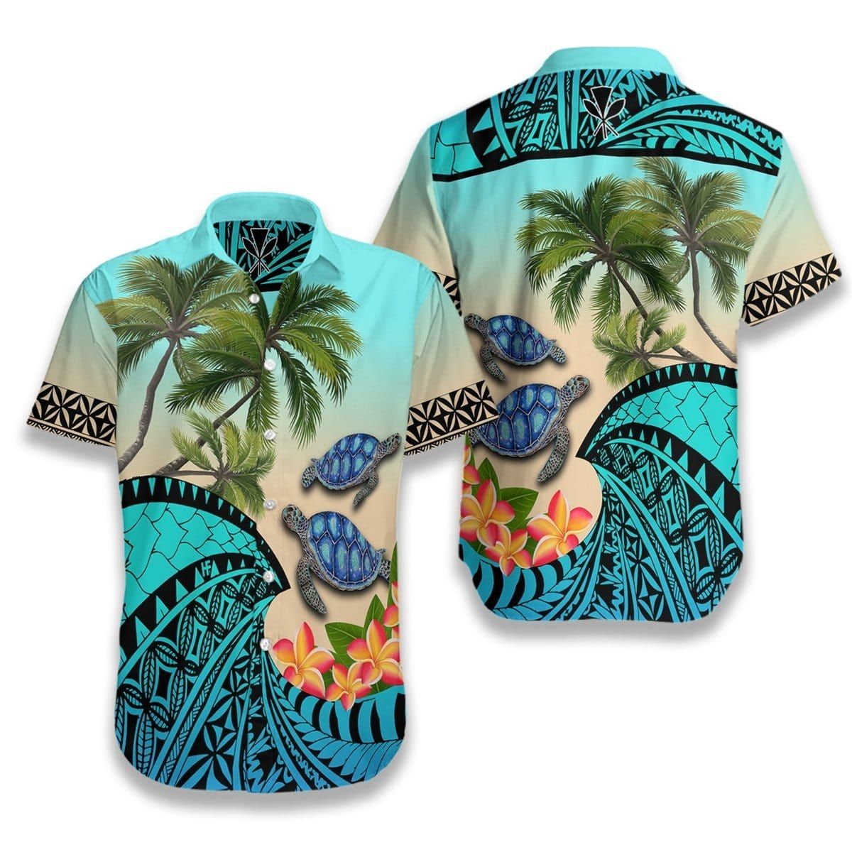 Felacia Coconut Tree Polynesian Turtle Unisex Aloha Shirts Hawaiian Ha67124