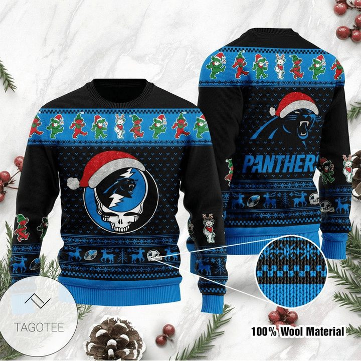 Carolina Panthers Skull Gift For Fan Ugly Wool Sweater Christmas