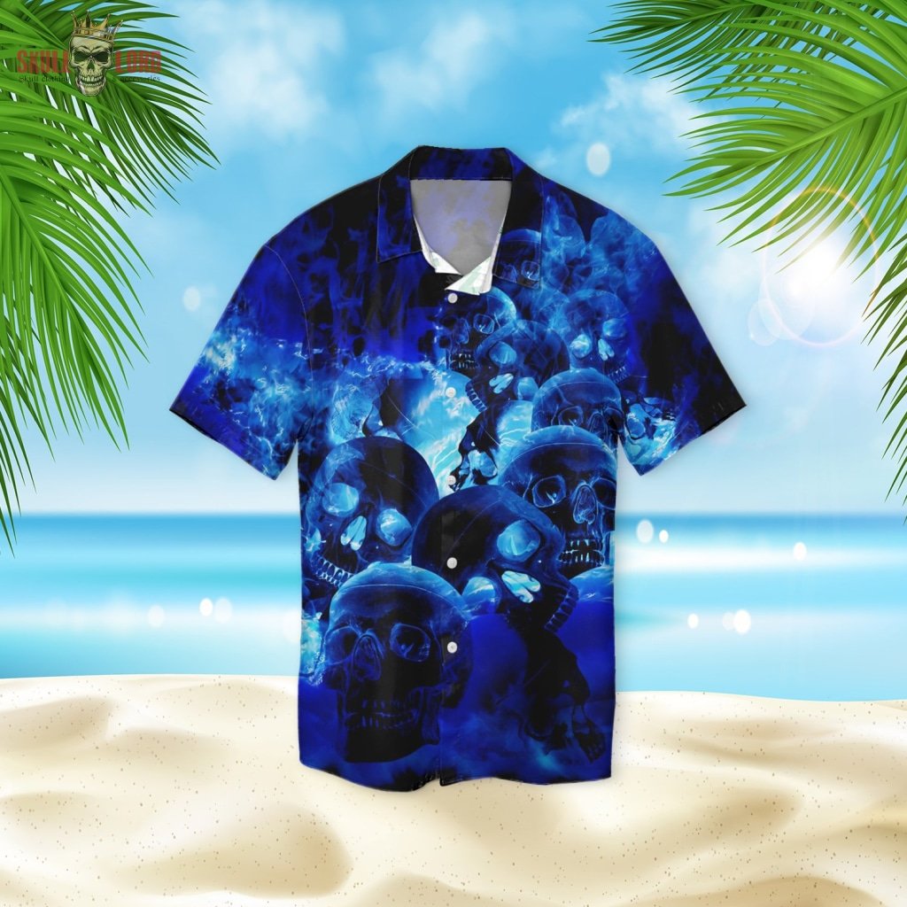 Skull Blue Fire Hawaii Shirt Ha31042