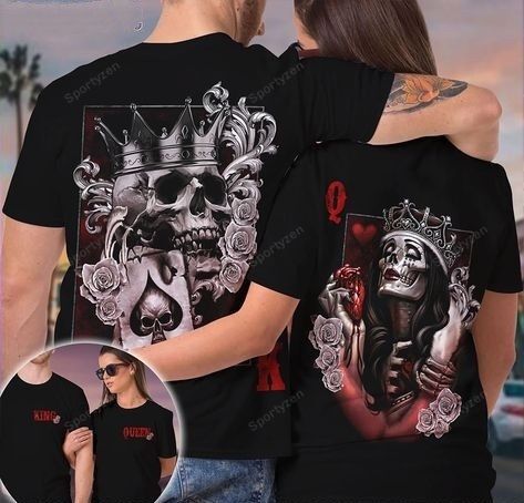 Skull Couple King And Queen Ace Unisex Aop T-Shirt