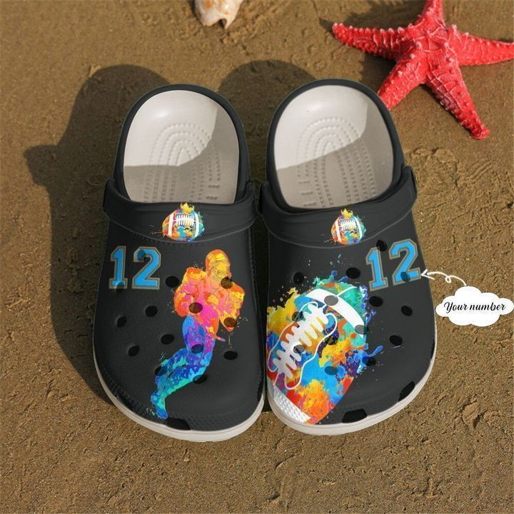 Football Personalized Watercolor clog Shoes 2