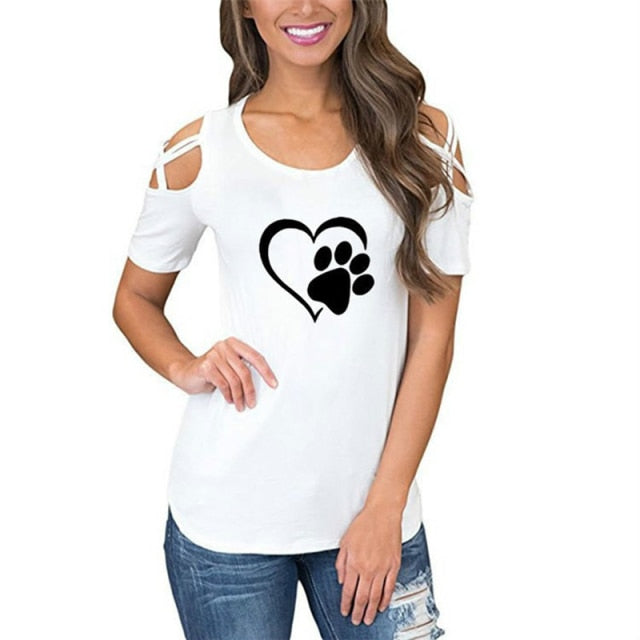 Lovely Heart Tshirt Women Causal T-Shirt