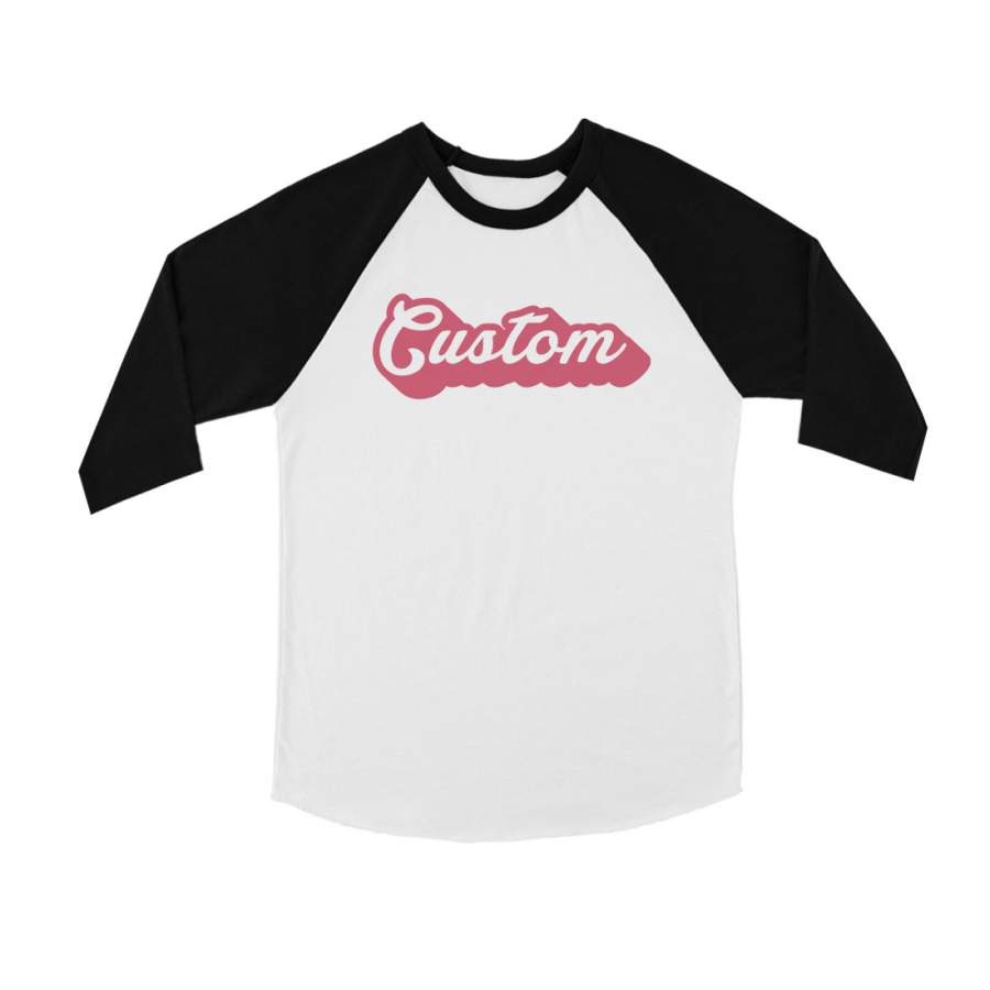 Pink Pop Up Text Colorful Sporty Kids Personalized Baseball Shirt