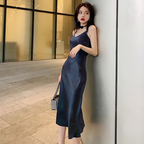 Summer Women Long Silk Dress Adjustable Spaghetti Strap Maxi Satin Slip Dresses Female Ladies Sexy V-neck Backless Maxi Dress alx