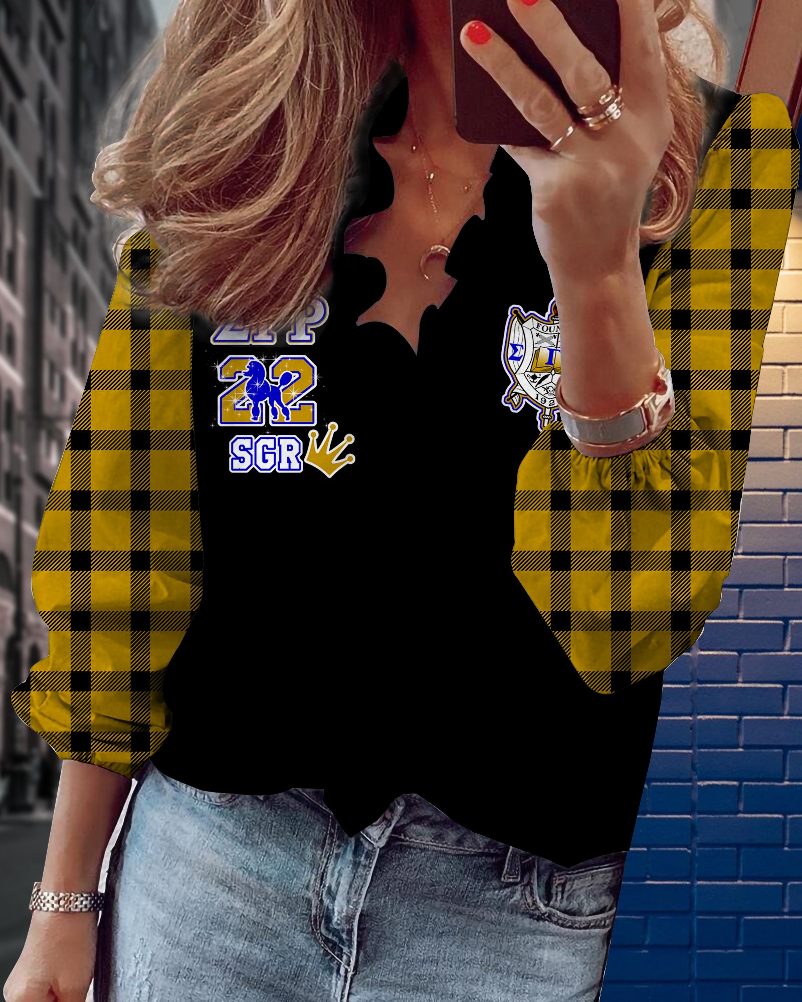 Sigma Gamma Rho V-neck long sleeve lace shirt 15