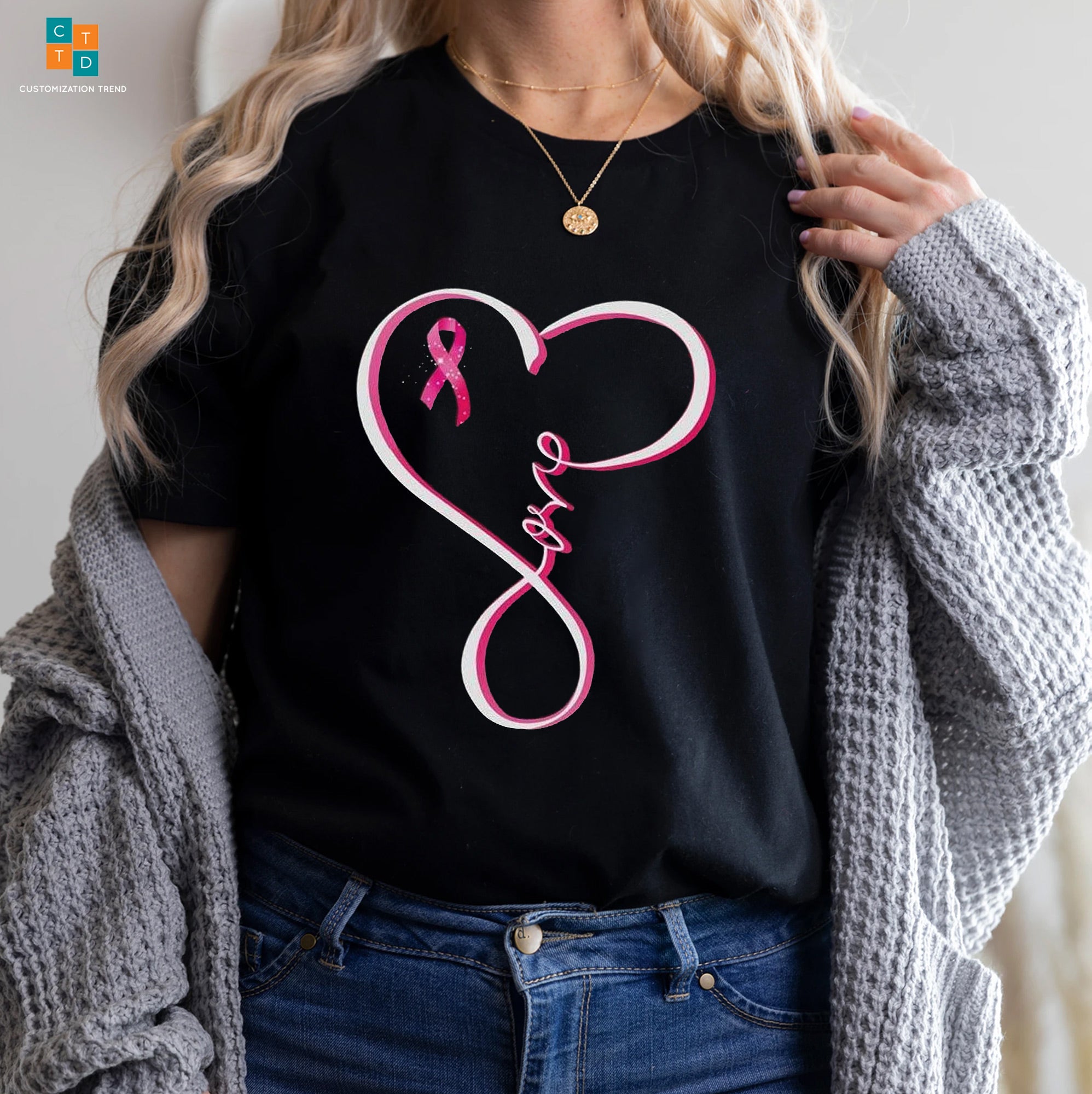 Breast Cancer Awareness Love Heart Hoodie, Shirt