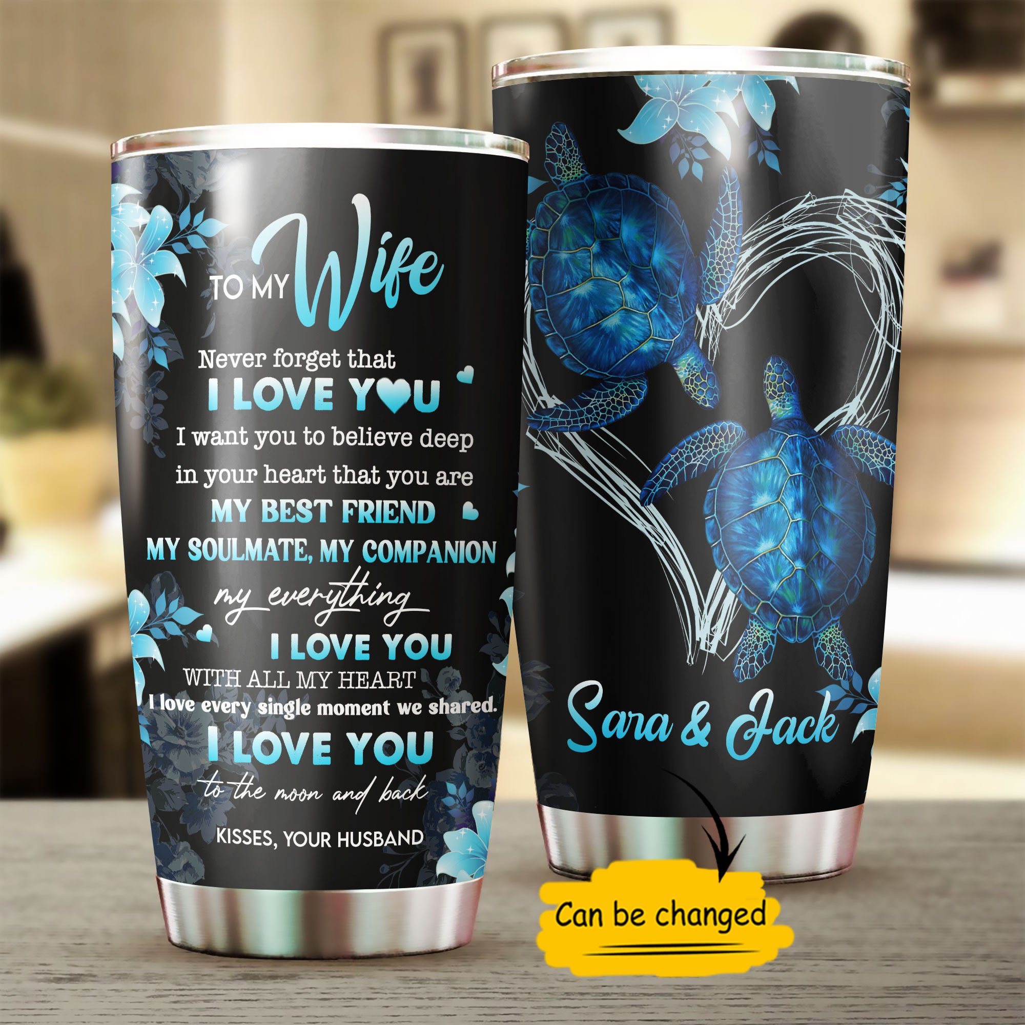 Custom Personalized name stainless steel tumbler drinkware family gift ideas for friend couple turtle lovers – Butterfly Daughter TY0402211 – Personalizedwitch