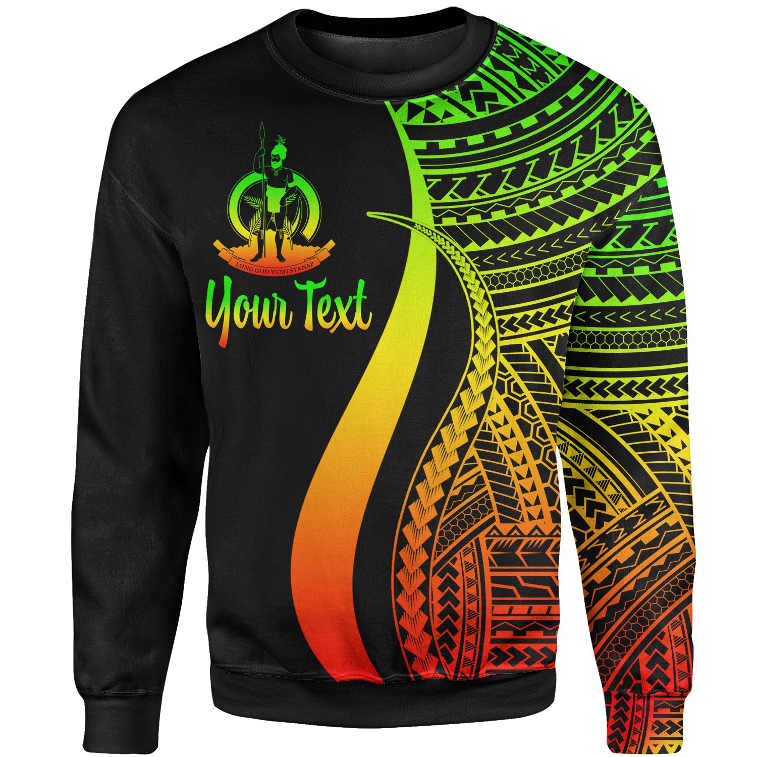 Vanuatu Custom Personalised Sweatshirt – Reggae Polynesian Tentacle Tribal Pattern – BN11