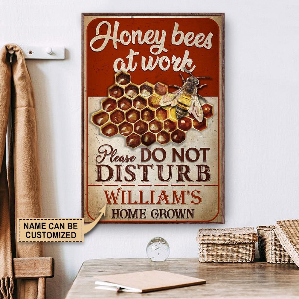 Aeticon Gifts Personalized Honey Bees At Work Do Not Disturb Canvas Mom Dad Gift Home Decor