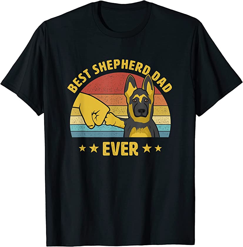 Mens Best German Shepherd Dad Ever Vintage Puppy Lover Design T-Shirt