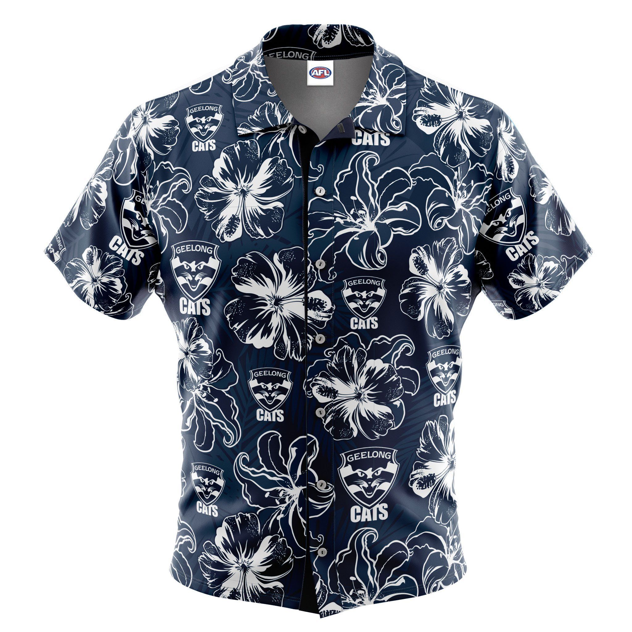 Afl Geelong Cats Floral Hawaiian Shirt