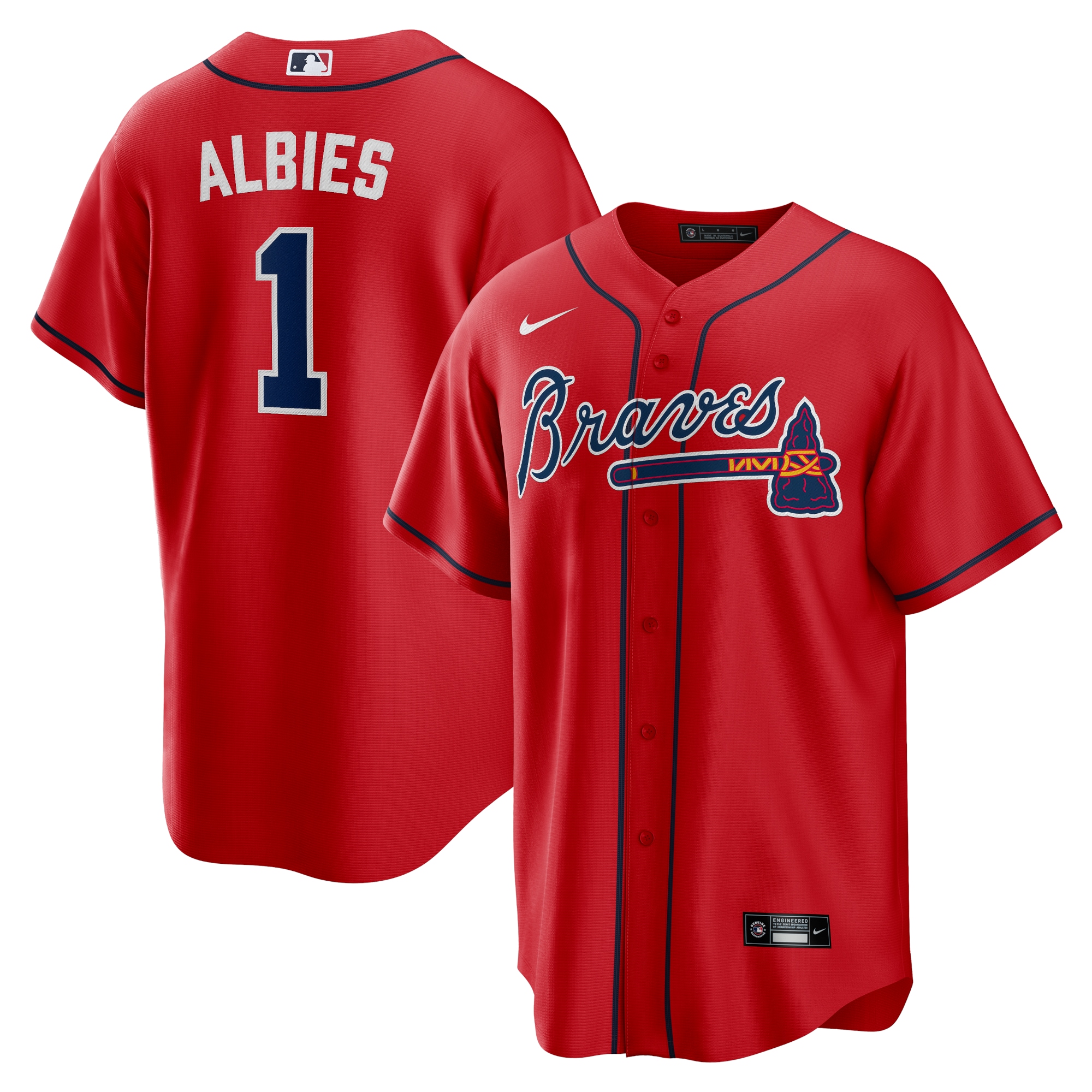 Ozzie Albies Atlanta Braves Alternate Replica Player Name Jersey – Red