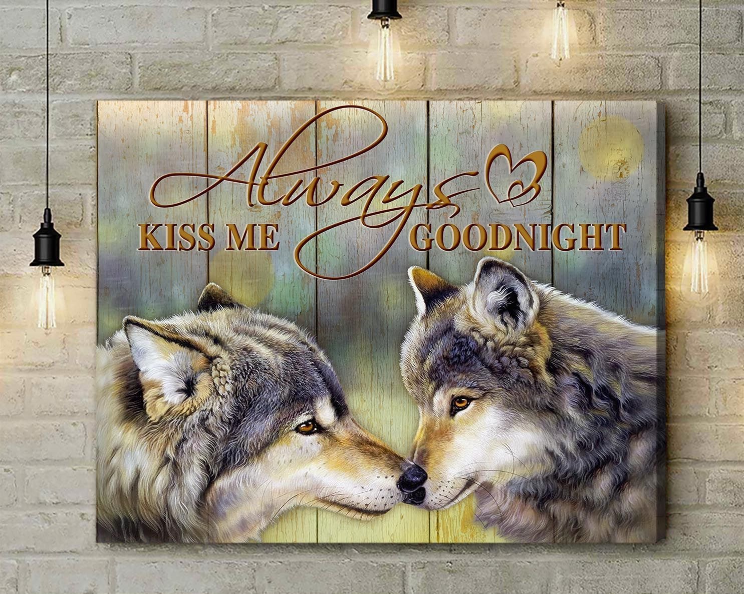 Canvas – Wolf – Always Kiss Me Gift For Family, Wall Art Decor, Canvas Print, Home Decor