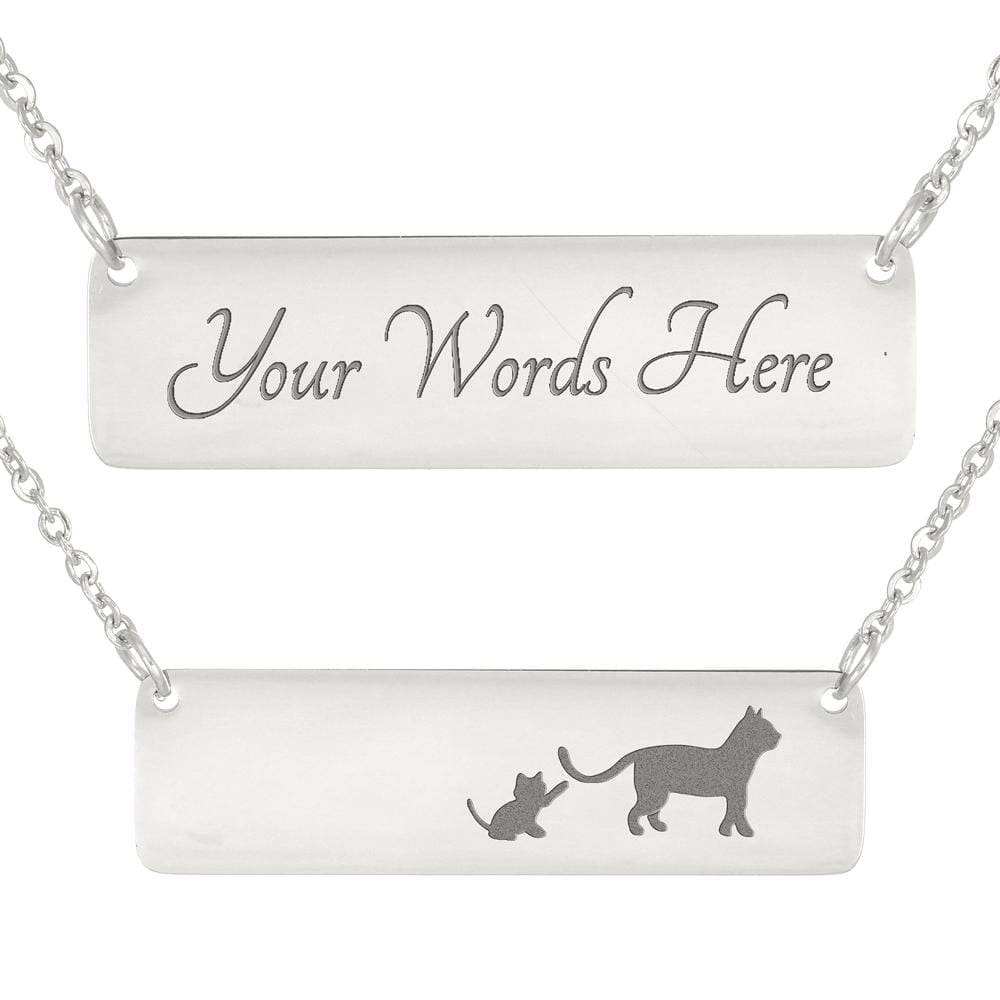 Mama Cat & 1 Kitten – Bar Necklace