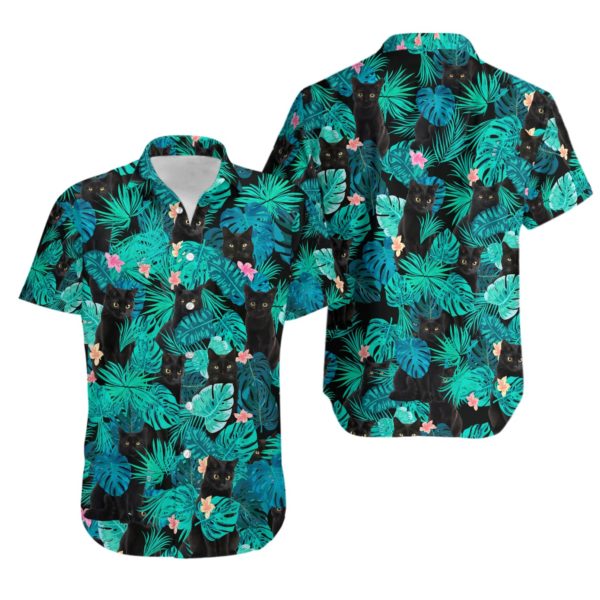 Black Cat Tropical Pocket Hawaii Shirt Ha94181