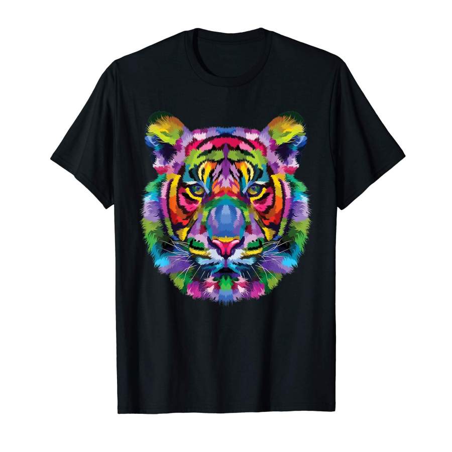 Colorful Tiger Head T-Shirt