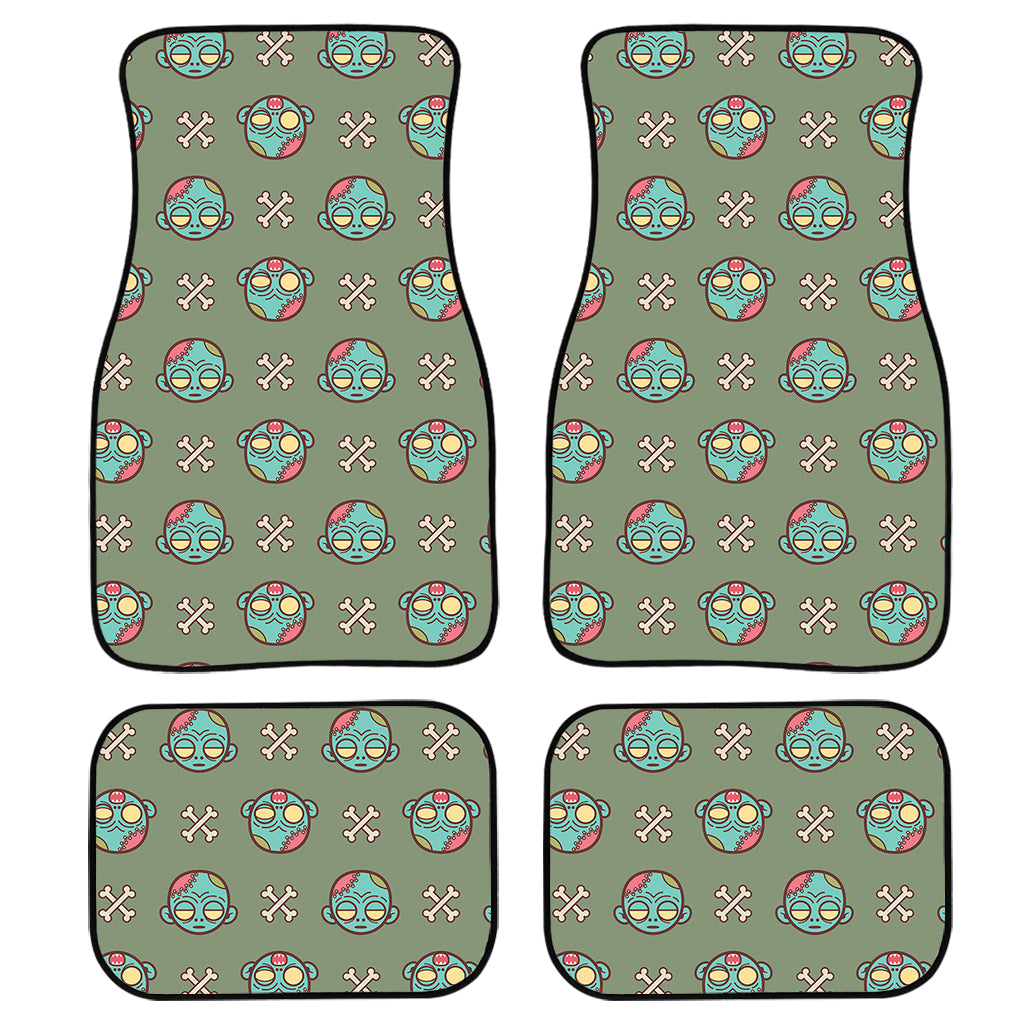 Cartoon Zombie Pattern Print Front And Back Car Floor Mats, Front Car Mat