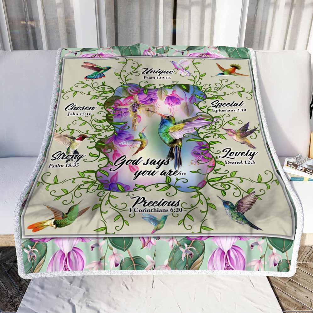 Hummingbird. God Says You Are Christian Throw Blanket