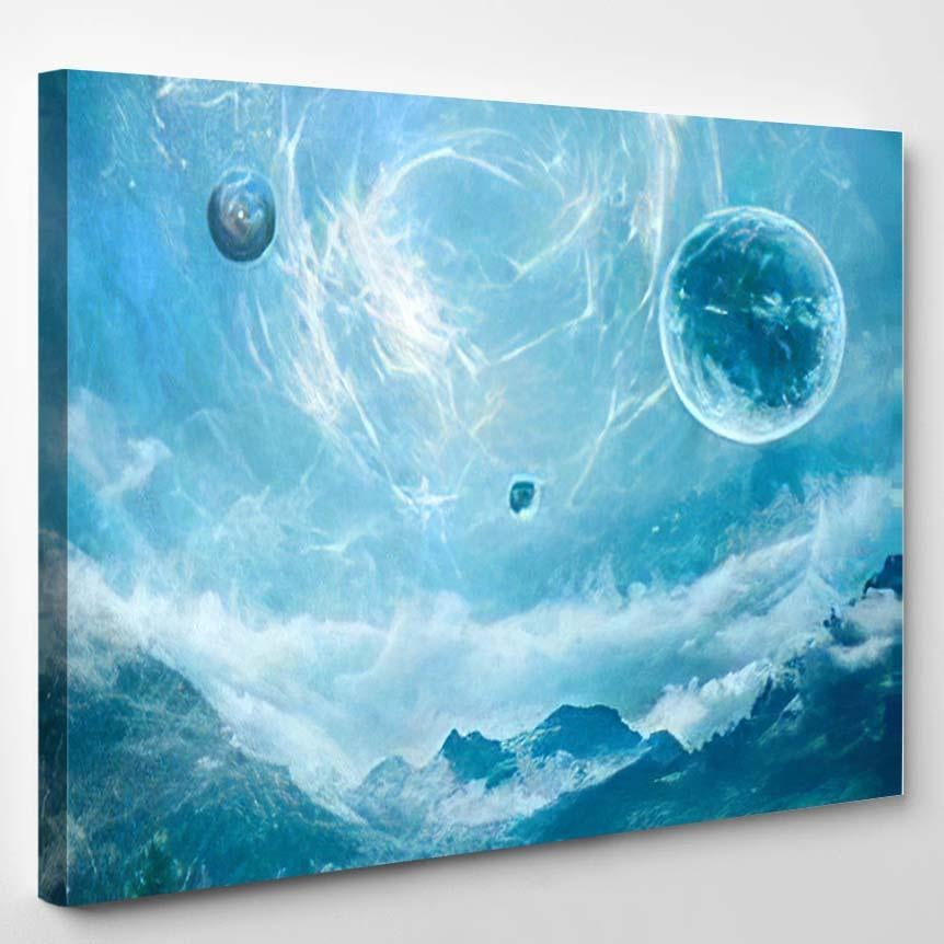 Fantasy Landscape Planets Nebulas 3D Rendering – Fantasy Canvas Print