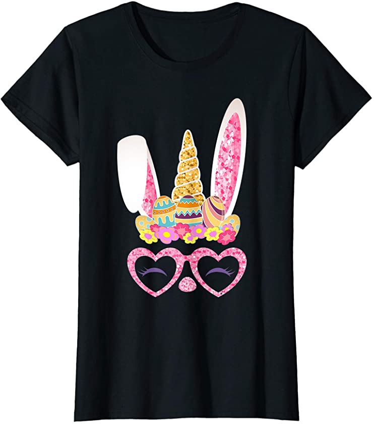 Unicorn Rabbit Easter Eggs Easter Day Shirt For Girls Kids T-Shirt