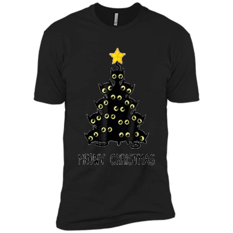 Cat Christmas Tree  Cute Black Kitten Lover Meowy Gift Next Level Premium Short Sleeve Tee