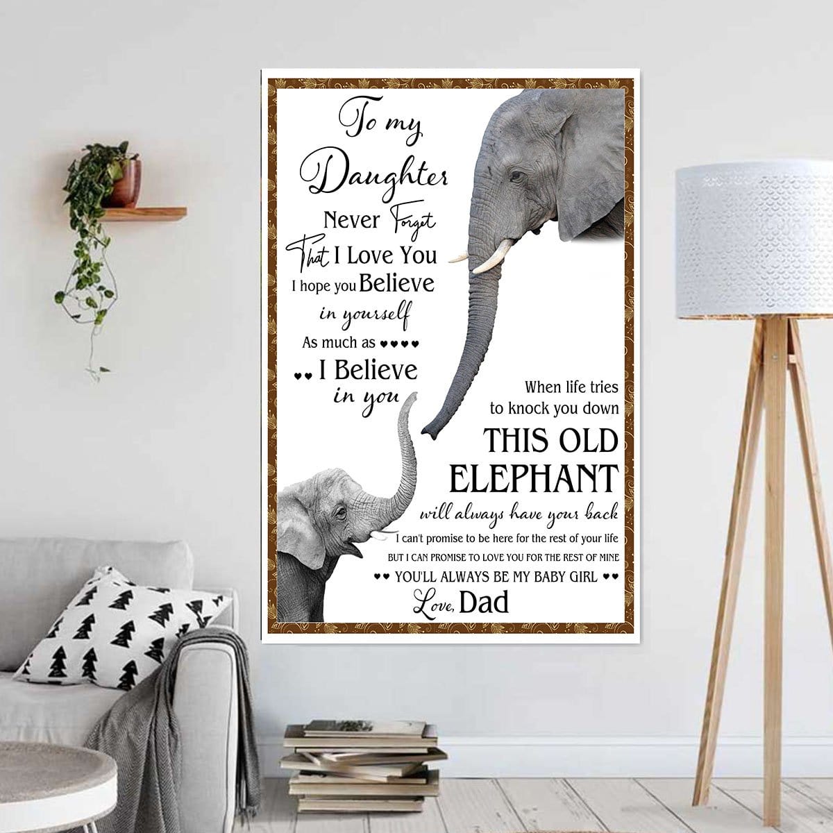 Canvas Prints To My Daughter Elephant Wall Art Home Decoration