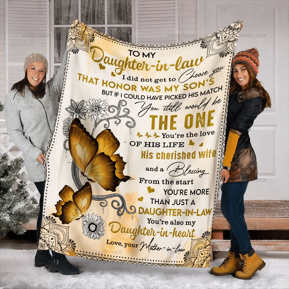 Butterfly Mother-In-Law To My Daughter-In-Law I Did’T Get Choose Ou That Honor Was My Son’S But If Could Have Picked His Match Sherpa Blanket