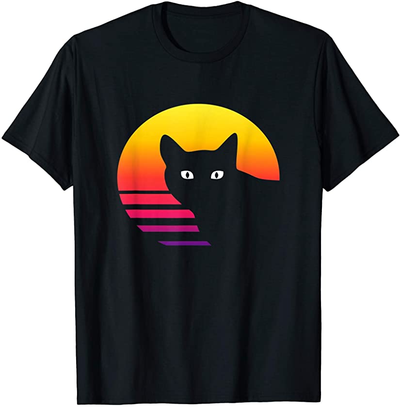 Black Cat Kitten Retro T-Shirt