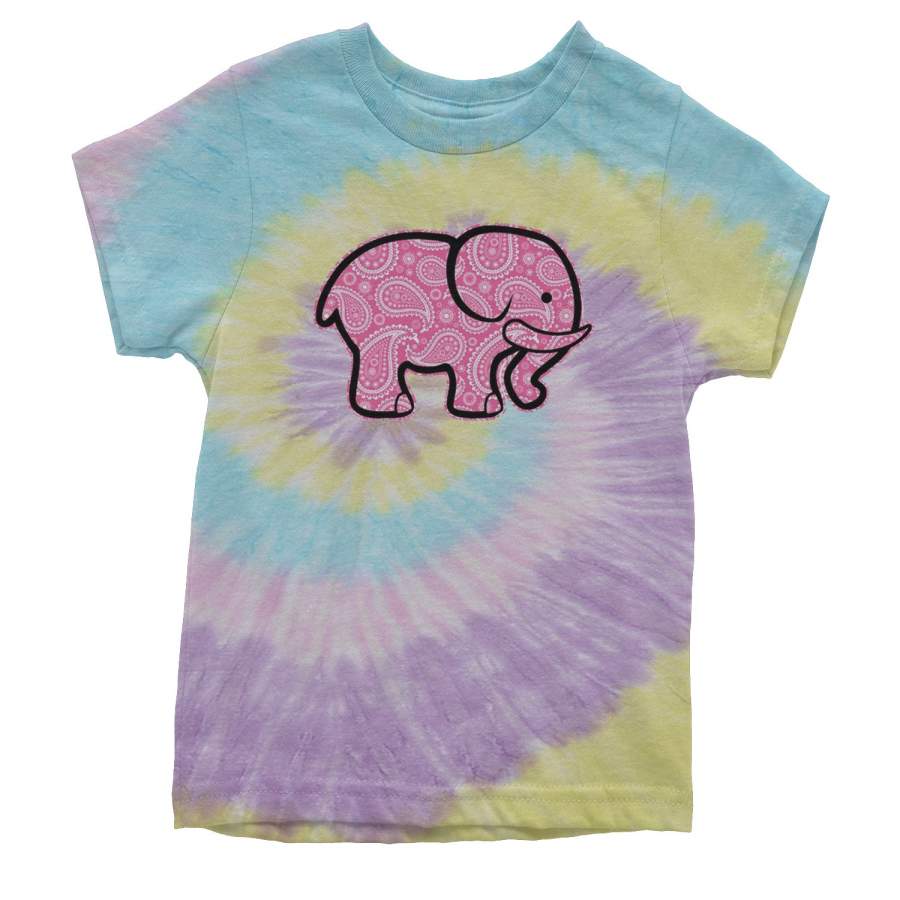 Pink Paisley Elephant Youth Tie-Dye T-shirt