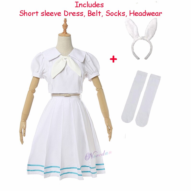 New Anime Cosplay Beastars Haru Costume Lolita Dress Wig Ears Women Japanese School Uniform White Rabbit Halloween Costume alx