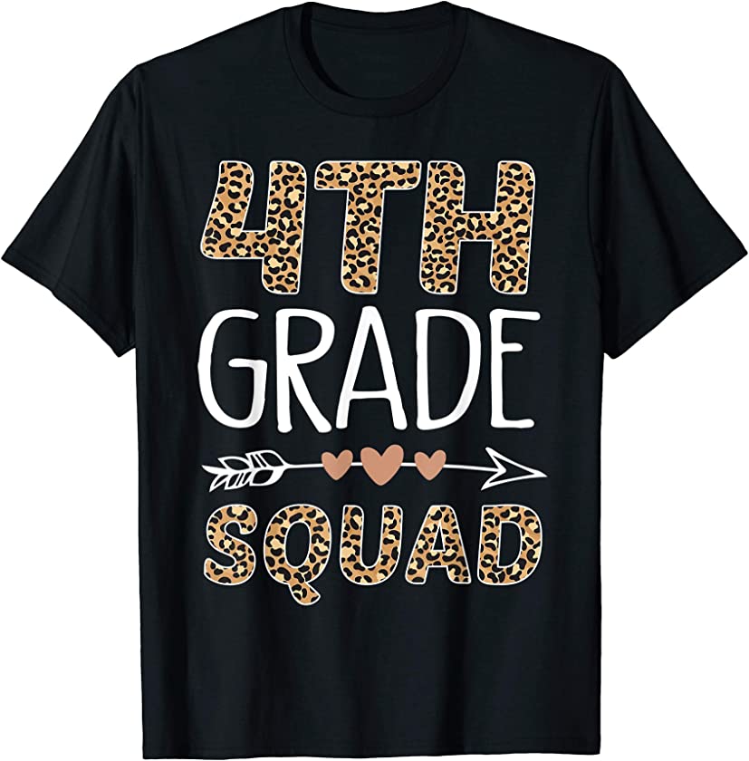 4th Grade Squad Leopard Teacher Student T-Shirt