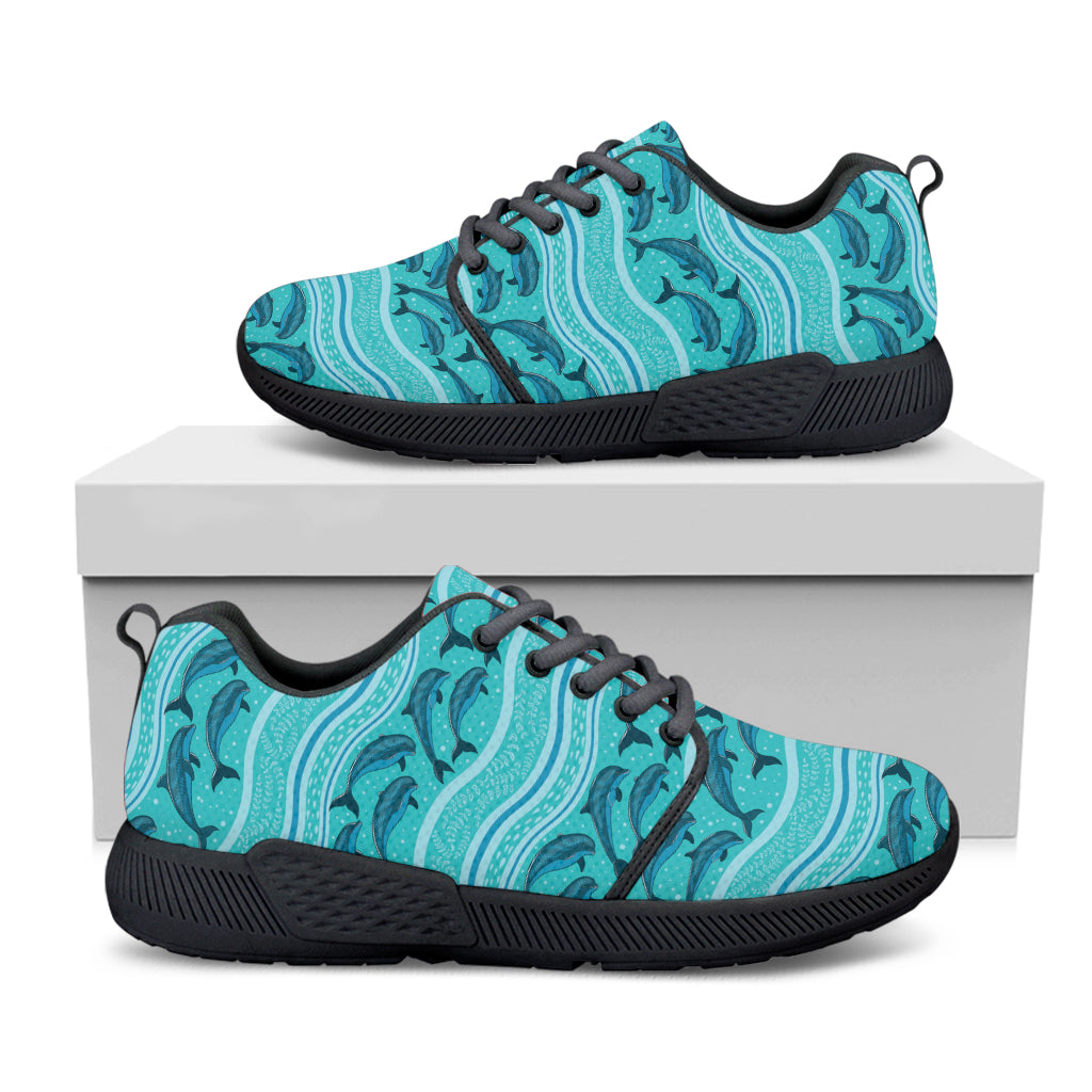 Boho Dolphin Pattern Print Black Athletic Shoes