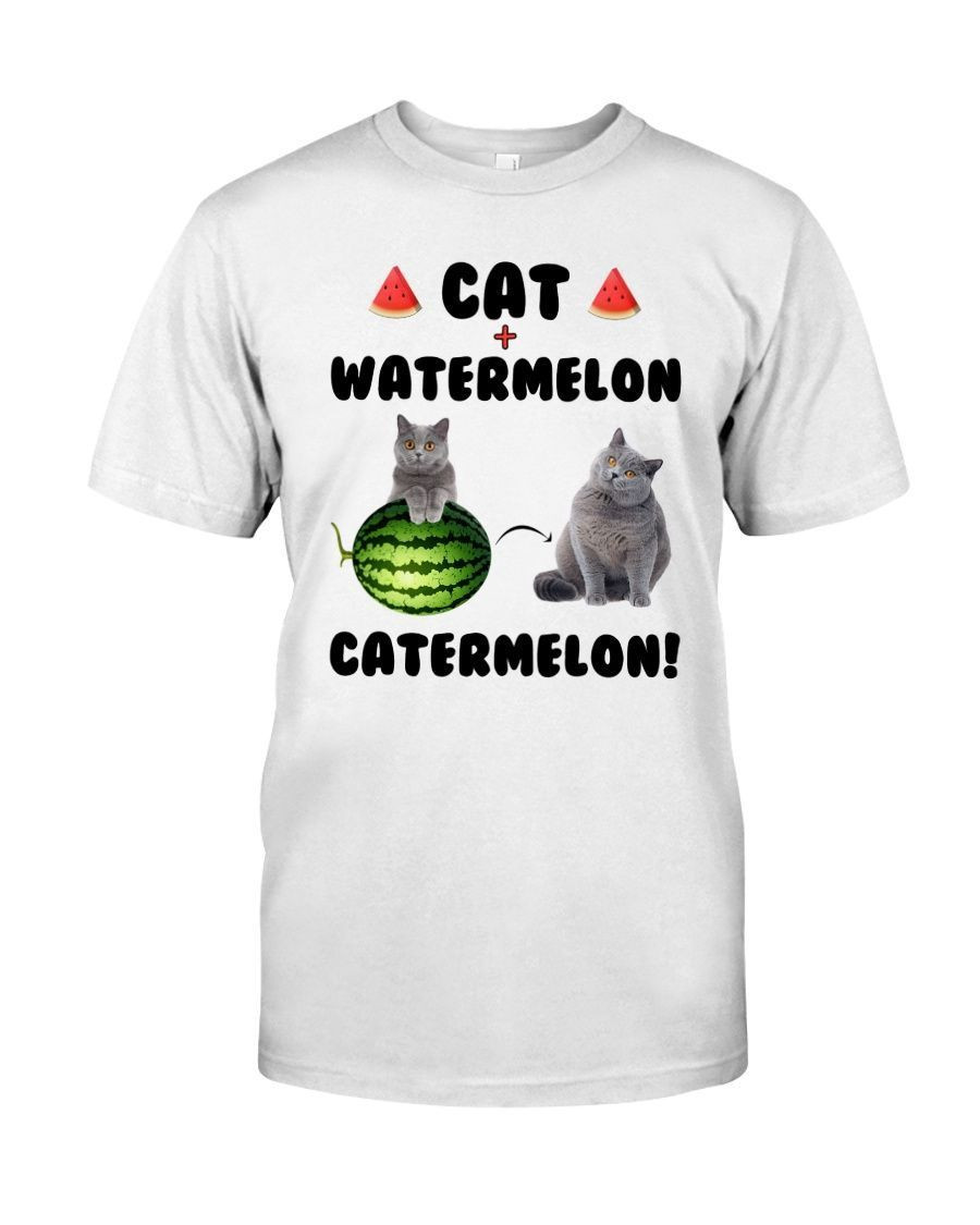 Cat Plus Watermelon Equals Catermelon Funny Cute Fat Black Kitten Shirts