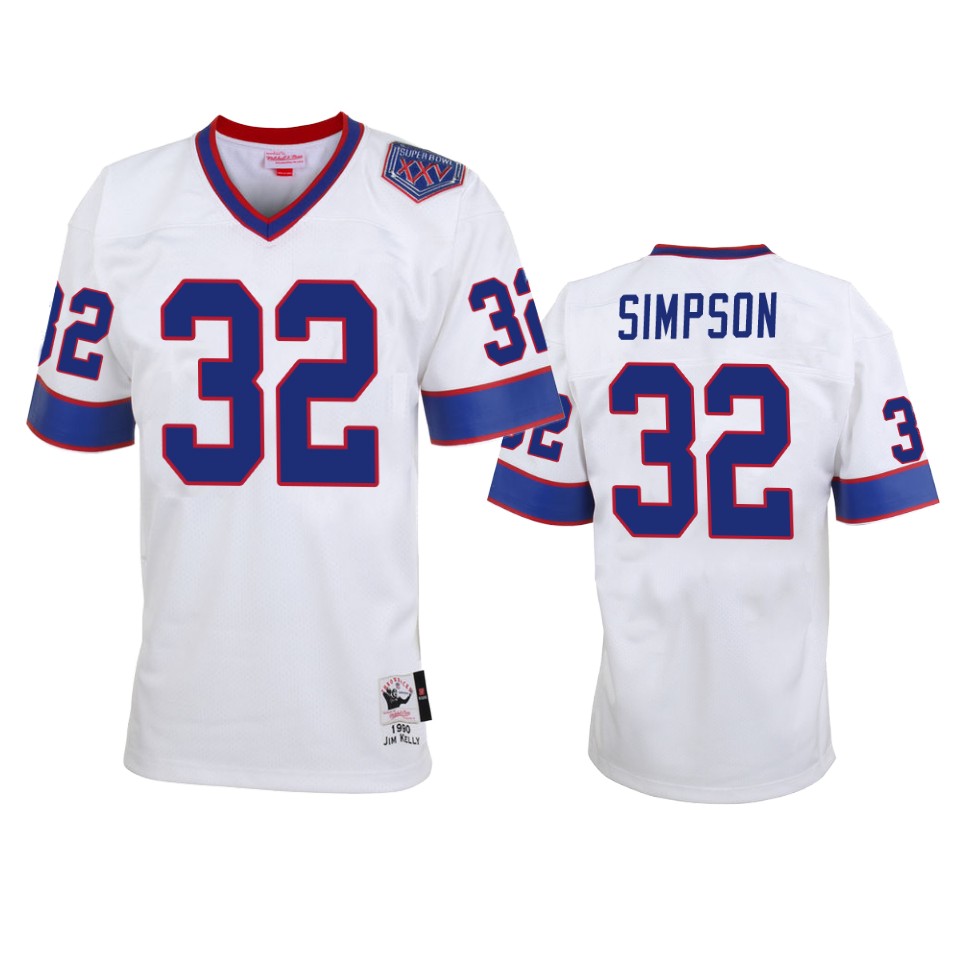 Buffalo Bills O. J. Simpson White Vintage Replica Jersey – Mens