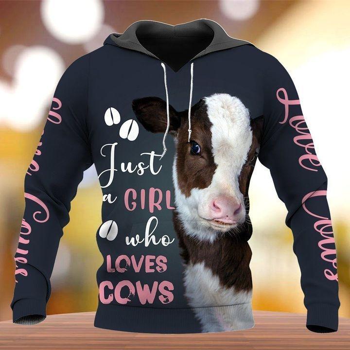 A12 Just A Girl Who Loves Cows Hoodie 3D