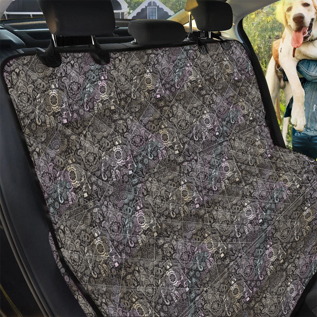 Indian Boho Elephant Pattern Print Pet Car Back Seat Cover