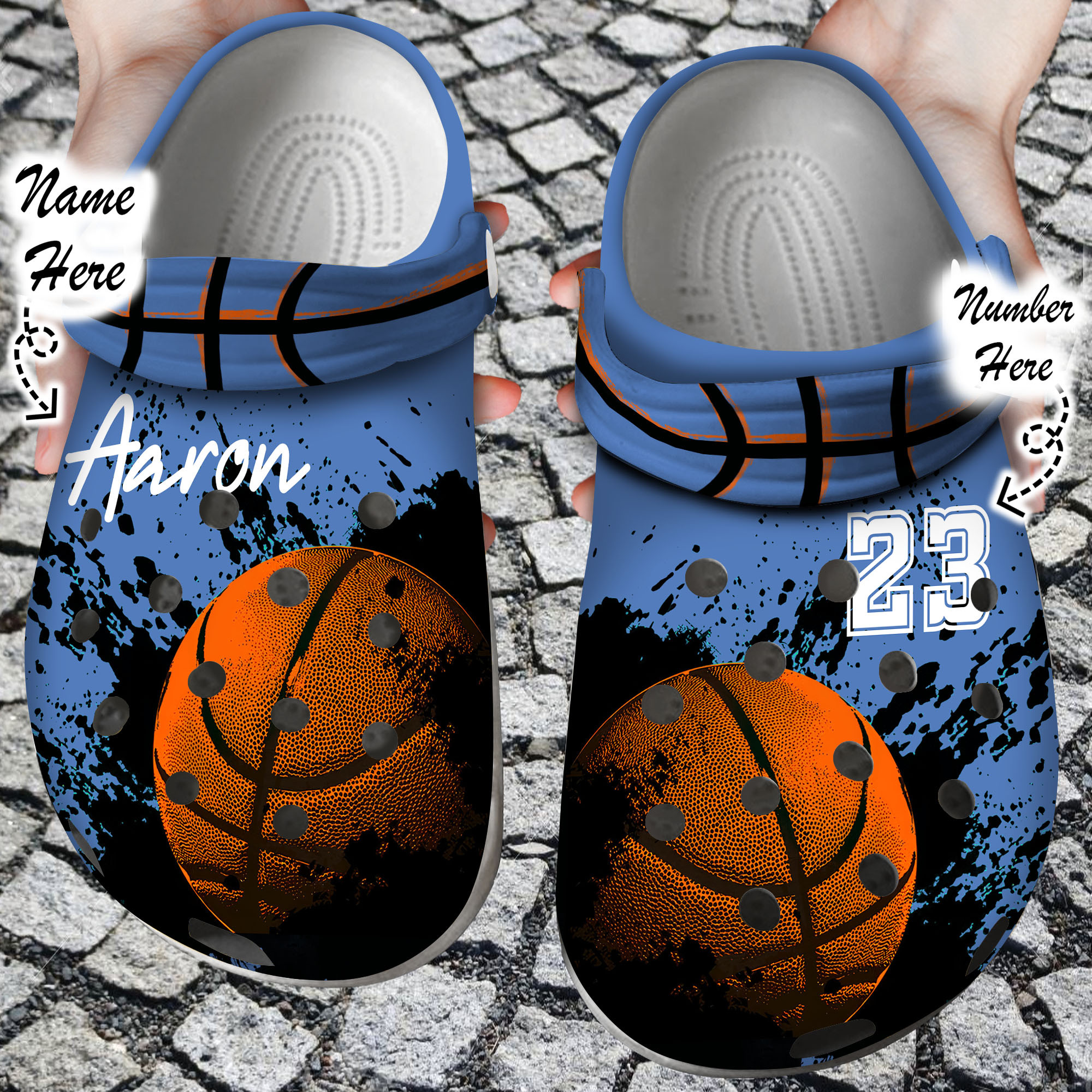 Custom Crocs – Personalized Basketball Grunge Clog Shoes