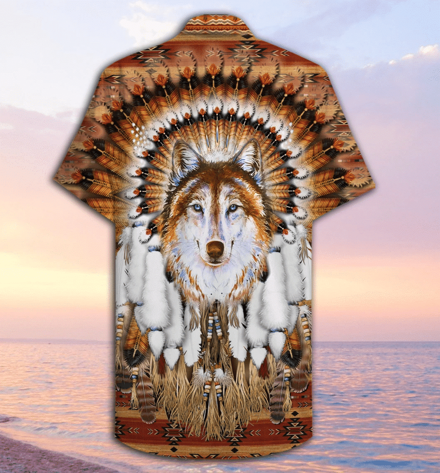 Get Now Hawaii Aloha Shirts Wolf Feather Headdress Ha75516