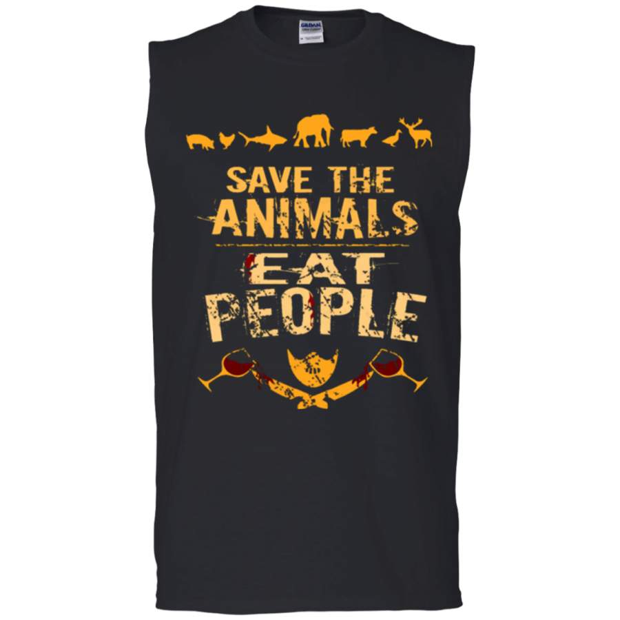 save the animals, EAT PEOPLE 4 Men’s Ultra Cotton Sleeveless T-Shirt