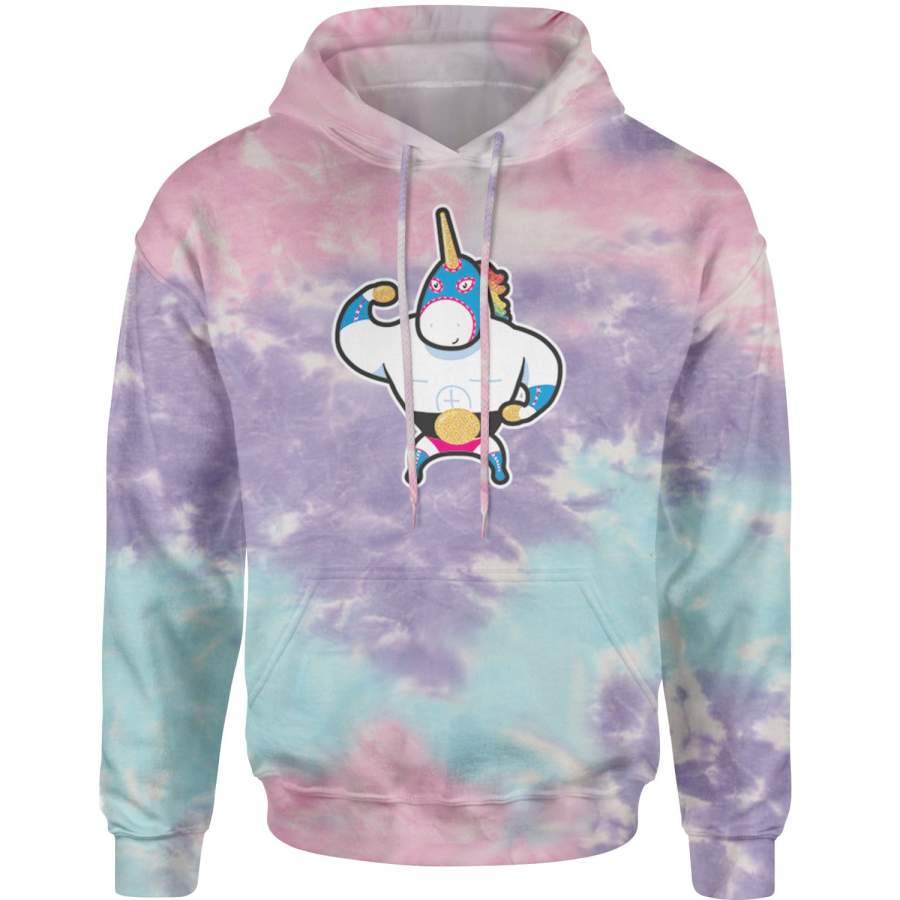 Wrestling Unicorn Tie-Dye Adult Hoodie Sweatshirt