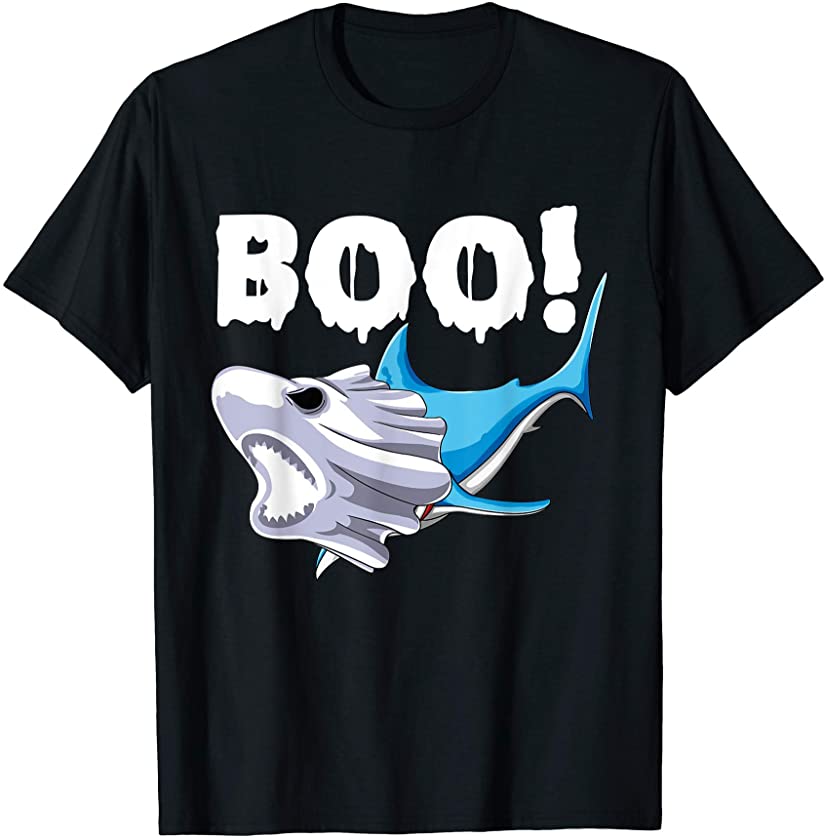 Shark Halloween T-shirt Boo Ghost Shark Gift Boys Mens T-Shirt