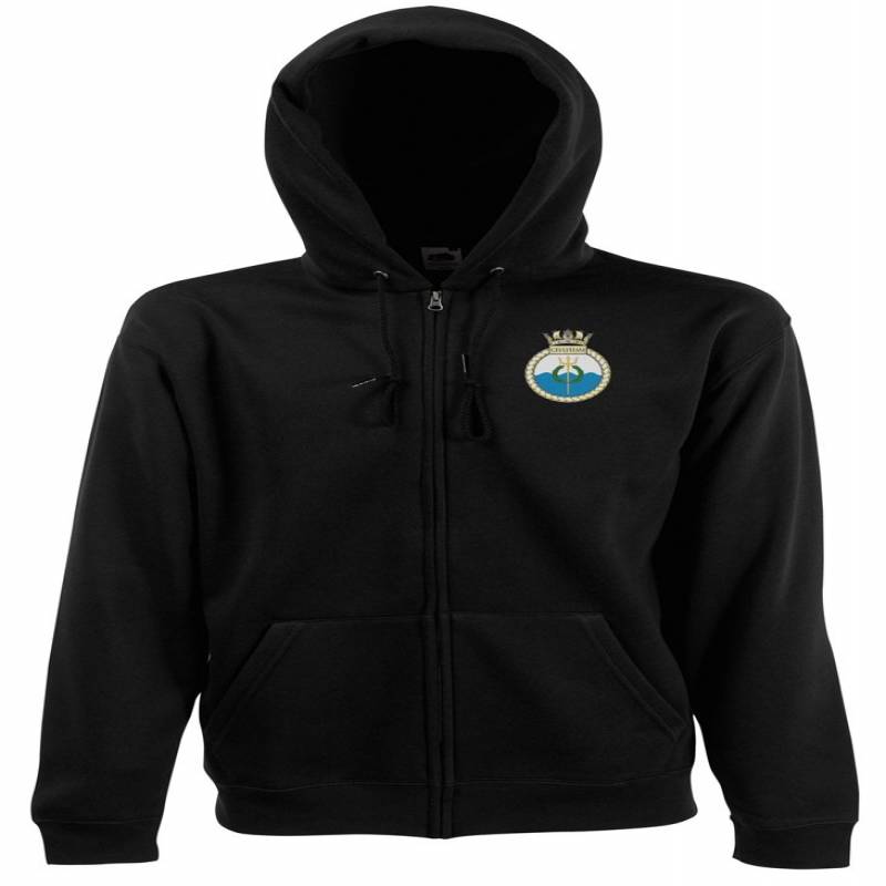 Hms Chatham - Official Royal Navy Zipped Hoodie Jacket - Embroidered 