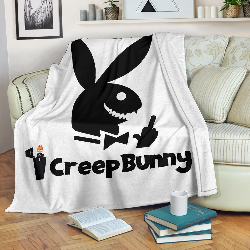 Halloween Fleece Blankets | Creep Bunny Sharp Teeth Rabbit Silhouette Fleece Blanket