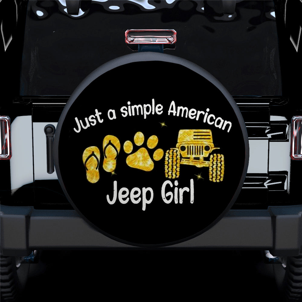 Just A Simple American Jeep Girl Car Spare Tire Covers Gift For Campers