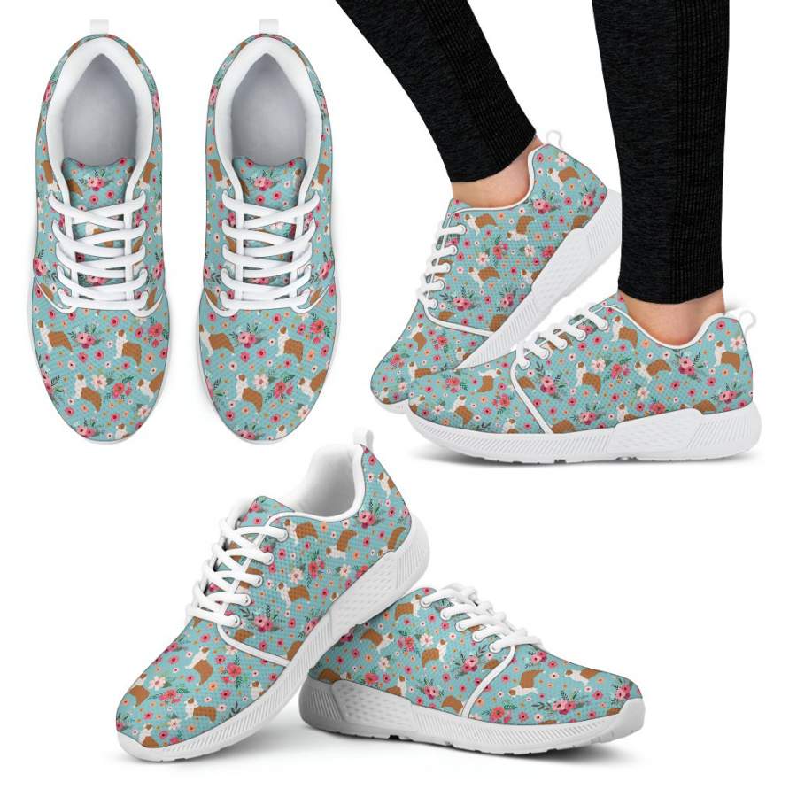 Australian Shepherd Flower Athletic Sneakers-Clearance